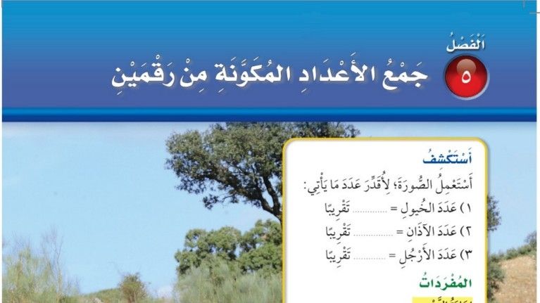 حل الفصل الخامس جمع الاعداد المكونة من رقمين رياضيات ثاني ابتدائي ف1 1447