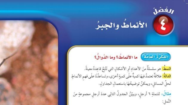 حل الفصل الرابع الانماط والجبر رياضيات رابع ابتدائي ف1