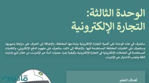 حل الوحدة الثالثة التجارة الإلكترونية مهارات رقمية ثالث متوسط ف1 1448